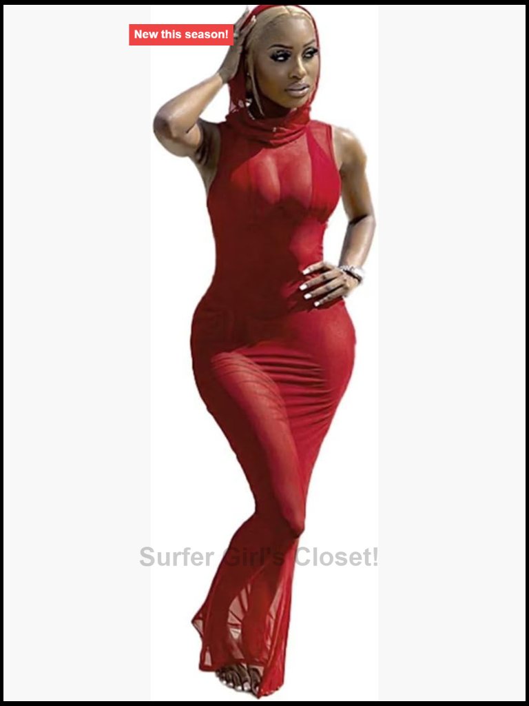 3 Piece Swimsuit Set Halter Bikini With Sheer Mesh Maxi Cover Up Dress
